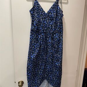 Chelsea28 Navy and Blue Floral High Low Tulip Hem Dress